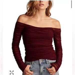 Lucky Brand Burgundy Long Sleeve Top